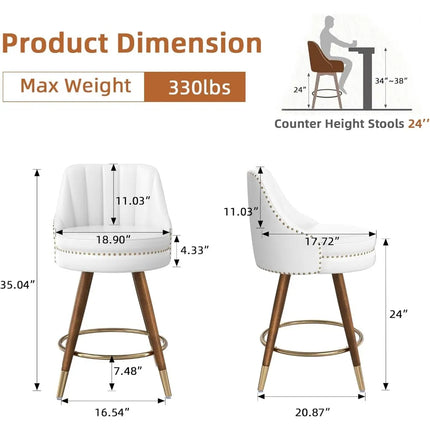 FurnitureZ l  Counter Height Bar Stools Set of 2 for Dining Room