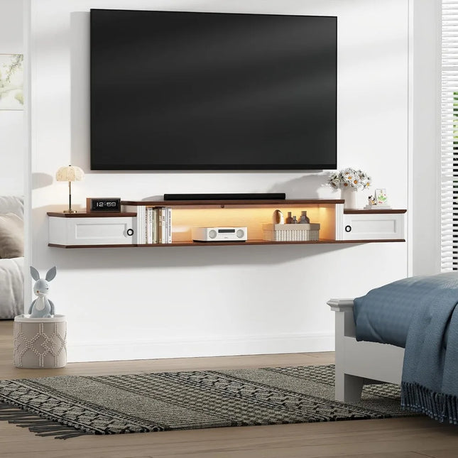 FurnitureZ l  Modern Wall-Mounted TV Stand for Living Room, Bedroom