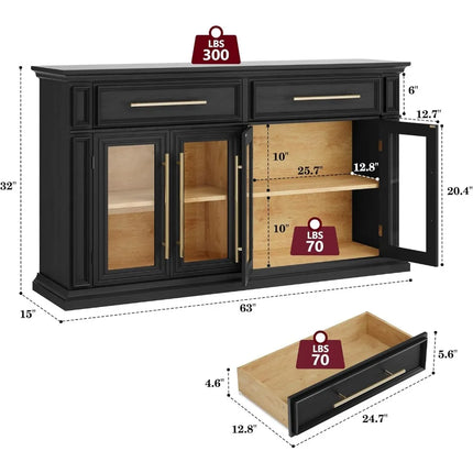 FurnitureZ l  Large Kitchen Buffet Cabinet with Storage for Kitchen, Dining Room