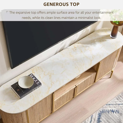 FurnitureZ l  70" Modern Chic Fluted TV Stand for Living Room