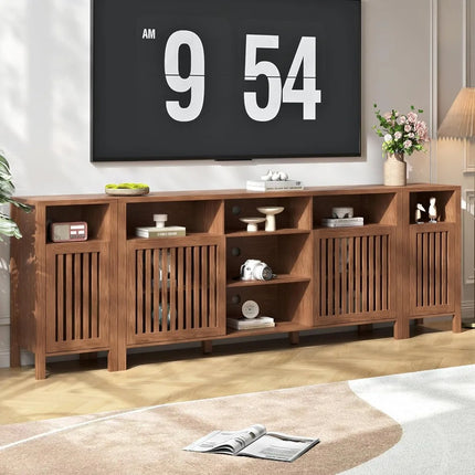 FurnitureZ l  Rustic Brown Farmhouse TV Stand for Living Room, Bedroom