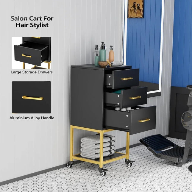 FurnitureZ l  Mobile Hair Stylist Cart with Storage for Dressing Room, Bedroom