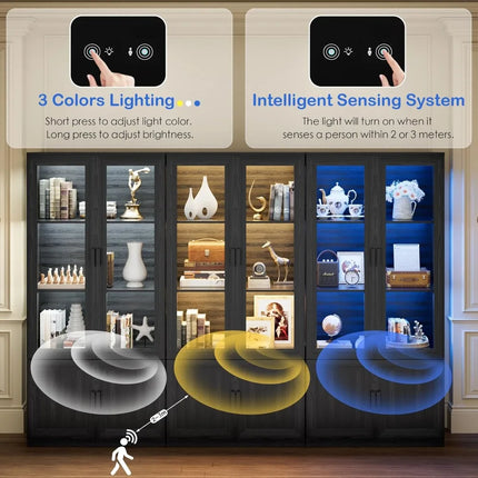 FurnitureZ l  67" Tall Acrylic Door Display Cabinet for Living Room, Dining Room