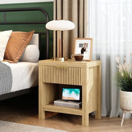 FurnitureZ l  Pair of Mid-Century Modern Wooden Farmhouse Bedside Table for Living Room, Bedroom