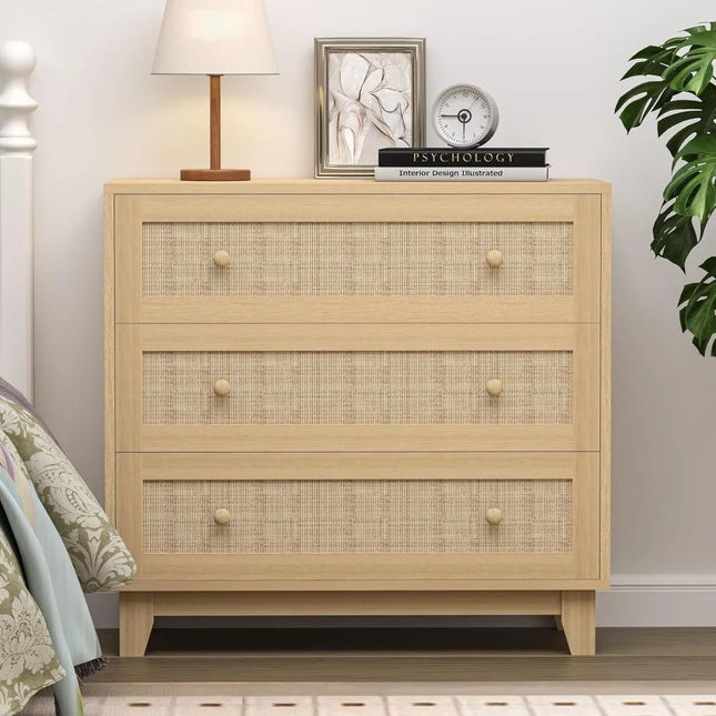 FurnitureZ l  Boho-Style Small Rattan Dresser for Bedroom, Dressing Room