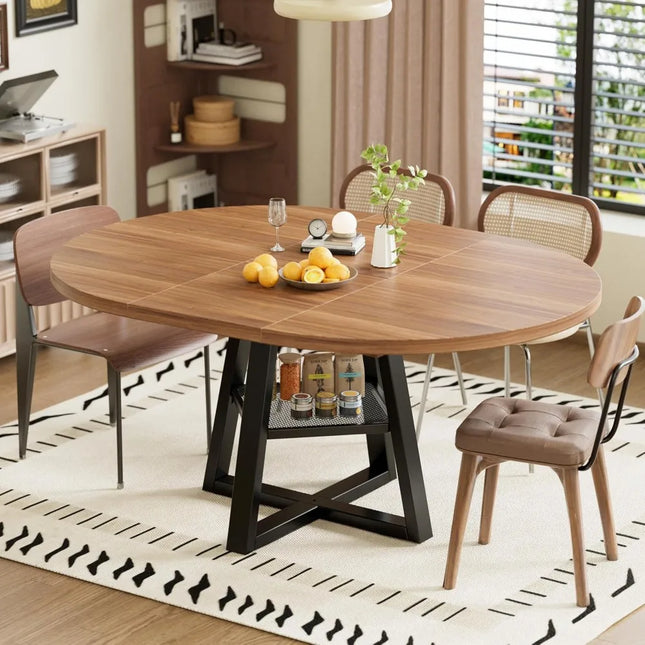 FurnitureZ l 43.3"-59" Extendable Round Dining Table for 4-8 for Dining Room