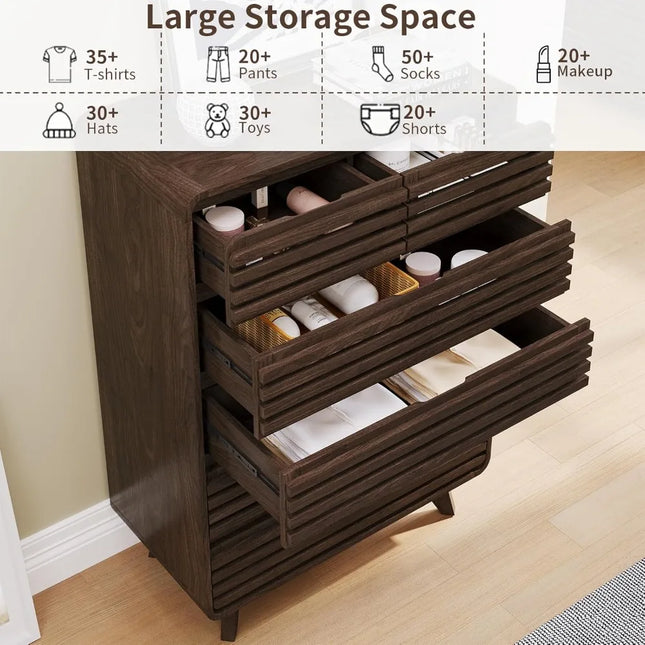 FurnitureZ l Walnut Tall Dresser for Bedroom, Dressing Room