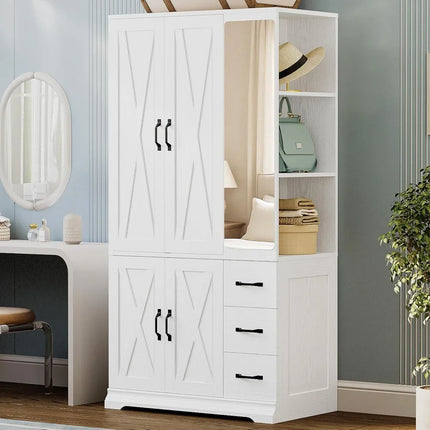 FurnitureZ l Wide Mirrored Wardrobe Closet for Bedroom