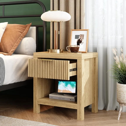 FurnitureZ l  Pair of Mid-Century Modern Wooden Farmhouse Bedside Table for Living Room, Bedroom