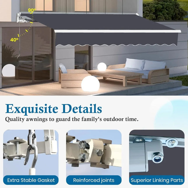 FurnitureZ l  13.1'x8.2' Patio Awning for Outdoor