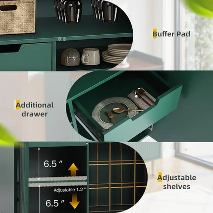 FurnitureZ l  Sideboard Buffet Cabinet with Wine Rack for Dining Room