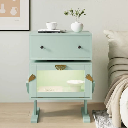 FurnitureZ l  Large Nightstand with LED Lights for Bedroom, Children