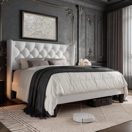 FurnitureZ l  Queen Size Upholstered Bed Frame for Bedroom