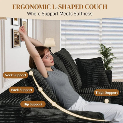 FurnitureZ l  108" L Shaped Boneless Sectional Sofa Couches for Living Room