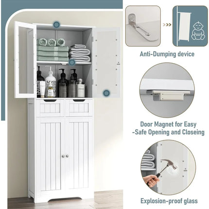 FurnitureZ l  67" Tall Storage Cabinet for Bathroom
