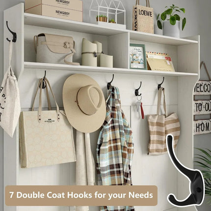 FurnitureZ l  Off-White Hall Tree for Entryway