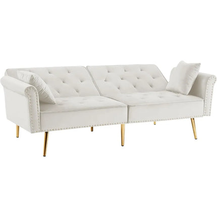 FurnitureZ l  69.6" Velvet Tufted Convertible Sofa Bed for Living Room