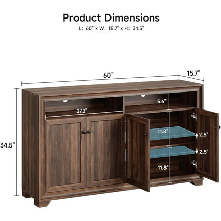 FurnitureZ l  Large 60" Sideboard Buffet for Living Room, Dining Room
