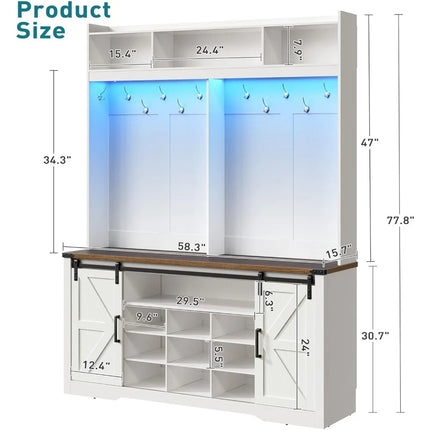 FurnitureZ l  Multi-functional 58" Farmhouse Entryway Bench