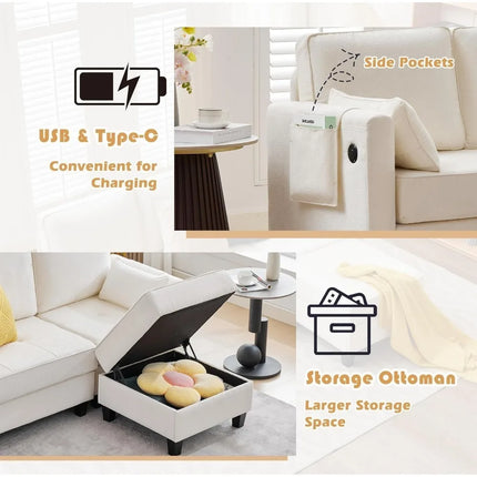 FurnitureZ l  Convertible Sectional Sofa for Living Room