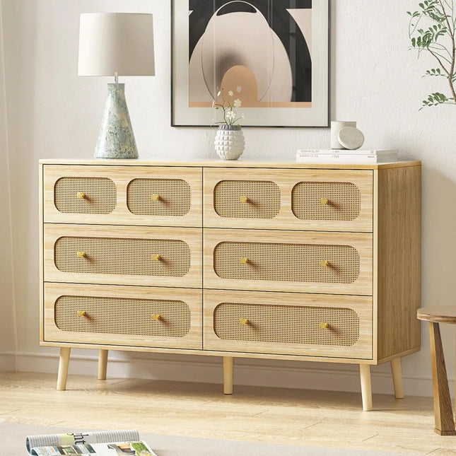 FurnitureZ l  Modern 6 Drawer Double Dresser for Living Room
