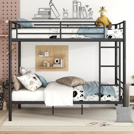 FurnitureZ l  Full Over Full Metal Bunk Bed with Ladder for Bedroom, Kids
