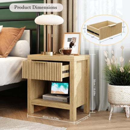 FurnitureZ l  Pair of Mid-Century Modern Wooden Farmhouse Bedside Table for Living Room, Bedroom