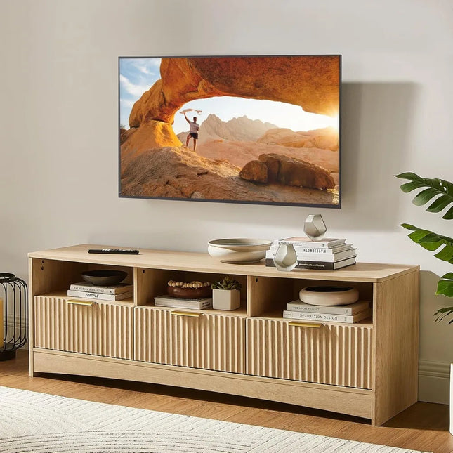 FurnitureZ l  Contemporary Wave-Pattern TV Stand for Living Room, Bedroom