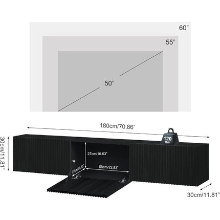 FurnitureZ l  Modern 70" Wall-Mounted Floating TV Stand for Living Room, Bedroom
