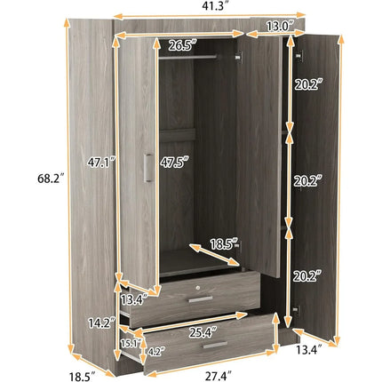 FurnitureZ l  Modern 3-Door Wardrobe for Bedroom