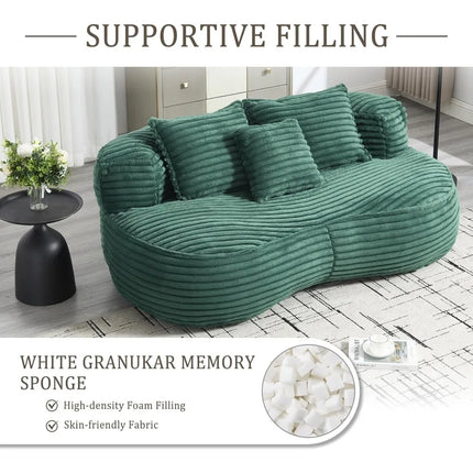 FurnitureZ l  64" High-Back Lounger Bean Bag Sofa for Living Room