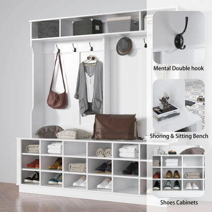 FurnitureZ l  Hall Tree Storage Organizer for Entryway