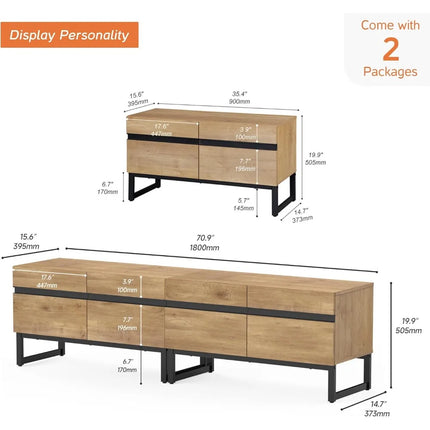 FurnitureZ l  71" Contemporary TV Stand for Living Room, Bedroom