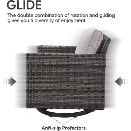 FurnitureZ l Outdoor Swivel Rocker Chairs Set with Coffee Table, Side Table, 3 Seat Sofa