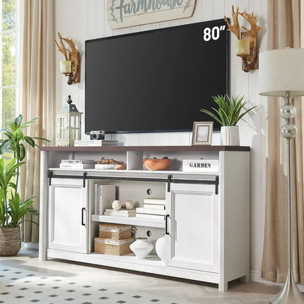 FurnitureZ l  80" TV Stand Rustic Farmhouse Entertainment Center for Living Room, Bedroom