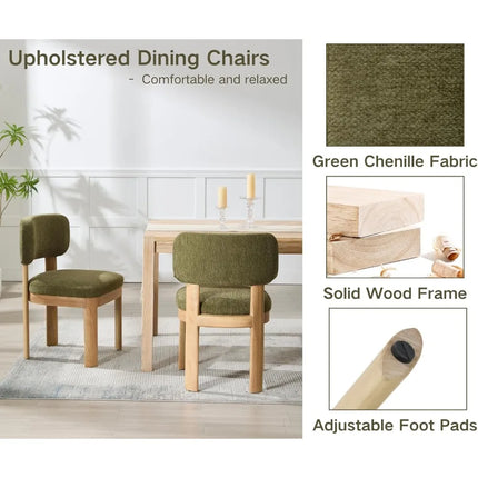 FurnitureZ l  Green Upholstered Dining Chairs Set of 2 for Dining Room
