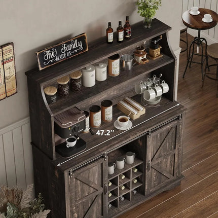FurnitureZ l  47" Farmhouse Coffee Bar Cabinet for Dining Room