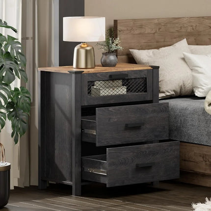 FurnitureZ l  Nightstand with Drawers for Bedroom, Living Room