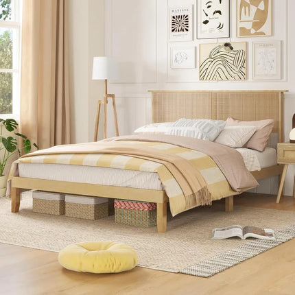 FurnitureZ l  Queen Size Rattan Bed Frame for Bedroom