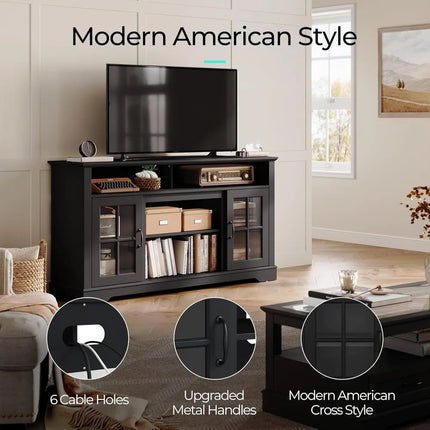 FurnitureZ l  Modern Farmhouse Style 65" TV Stand for Living Room