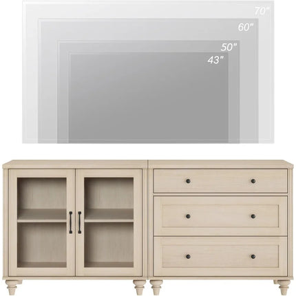 FurnitureZ l  75" Wood Entertainment TV Stand Center for Living Room