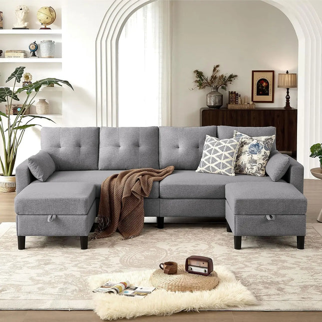 FurnitureZ l  100" Convertible Sectional Sleeper Sofa for Living Room
