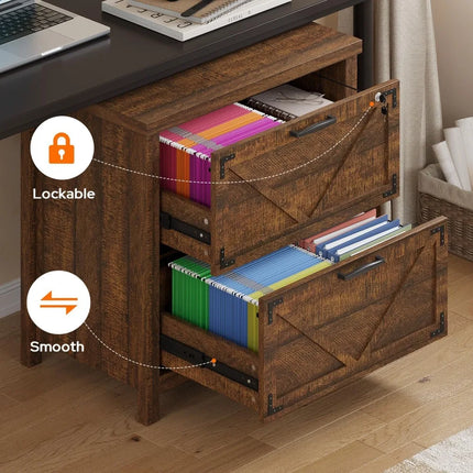 FurnitureZ l  2 Drawer Farmhouse File Cabinet for Home Office