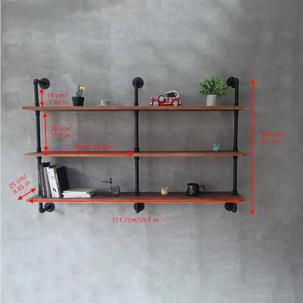 FurnitureZ l  Industrial Style Wall Mounted Bookshelf for Home Office