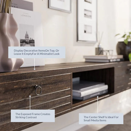 FurnitureZ l  Contemporary 63" Wall-Mounted TV Console