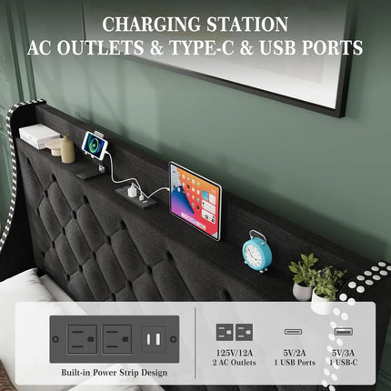 FurnitureZ l  Queen Size Upholstered Bed Frame for Bedroom