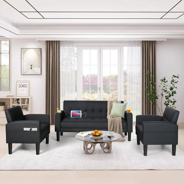 FurnitureZ l  3 Piece Living Room Sofa Set Loveseat Sofas Sets for Living Room