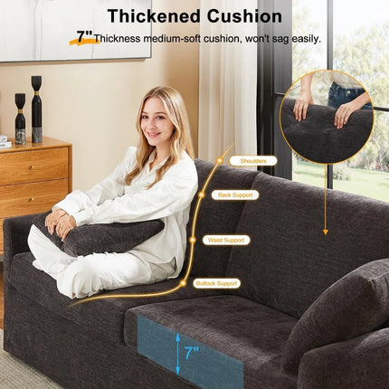 FurnitureZ l  85" Chenille Sofa Couches for Living Room