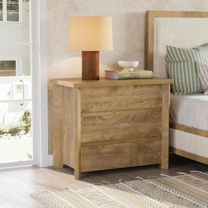 FurnitureZ l  3-Drawer Nightstand for Bedroom