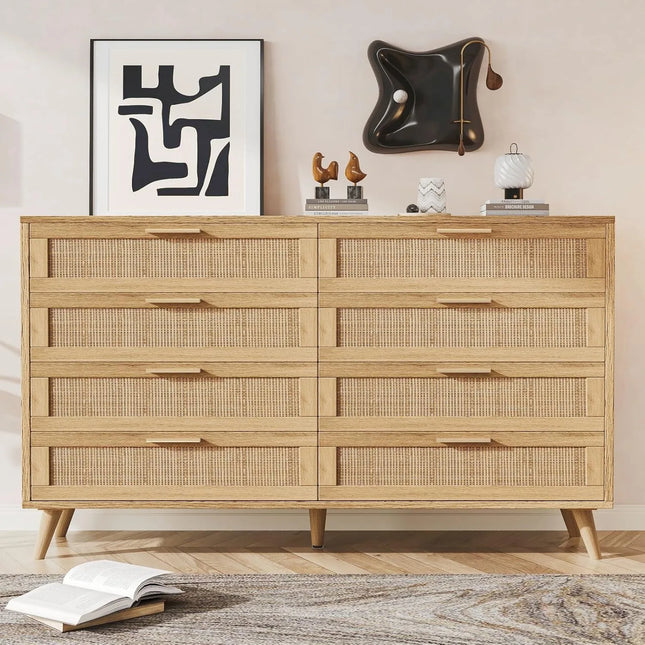FurnitureZ l  47.2" 8 Drawer Double Dresser for Bedroom, Dressing Room